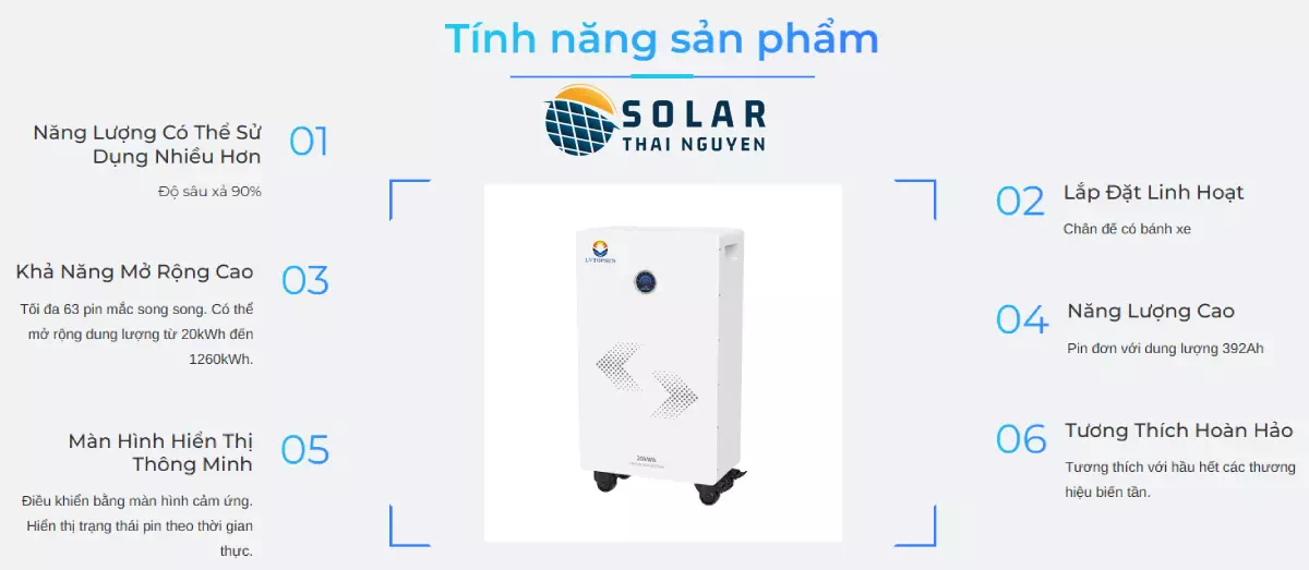 pin lưu trữ năng lượng mặt trời lvtopsun 20kw
